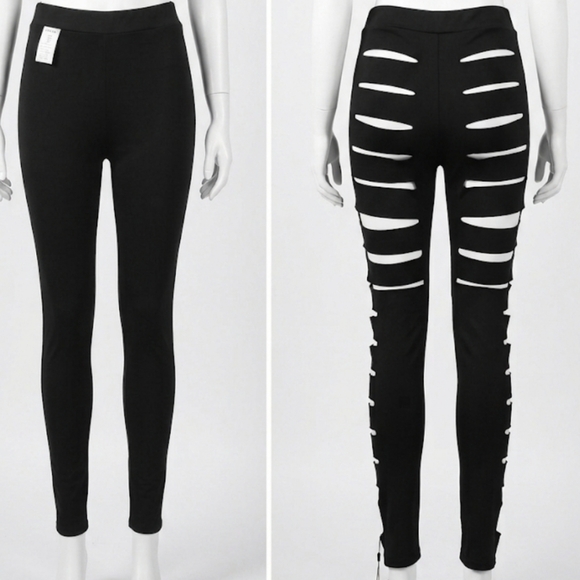SHEIN Pants - NWT SHEIN SXY Black Laser Cut Out Ladder Leggings - Small